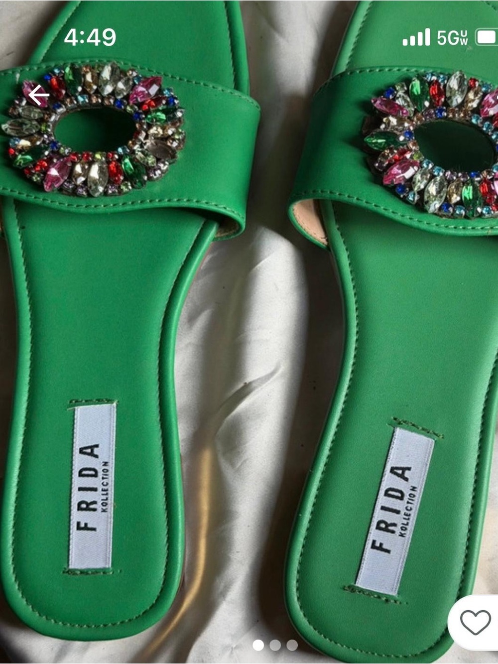 FRIDA Kollection Green Jeweled Slide Sandals
